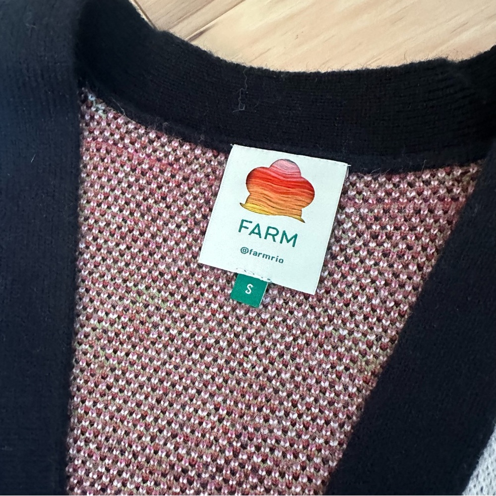 FARM Rio Floral Knit Cardigan in Black, Pink, Brown, Green - Picture 3 of 4